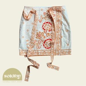 Floral Wrap Skirt with Orange and Red Accents